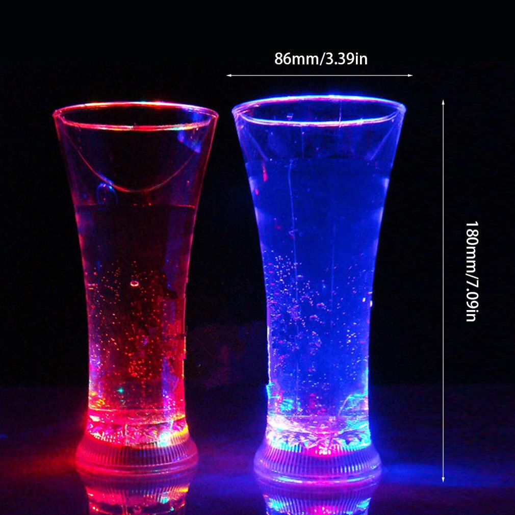 PREUP LED Colorful Glowing Heart Shape Cup Flash Water Luminous Cup For Induction Light Beer Bottle Cool Drink Wine