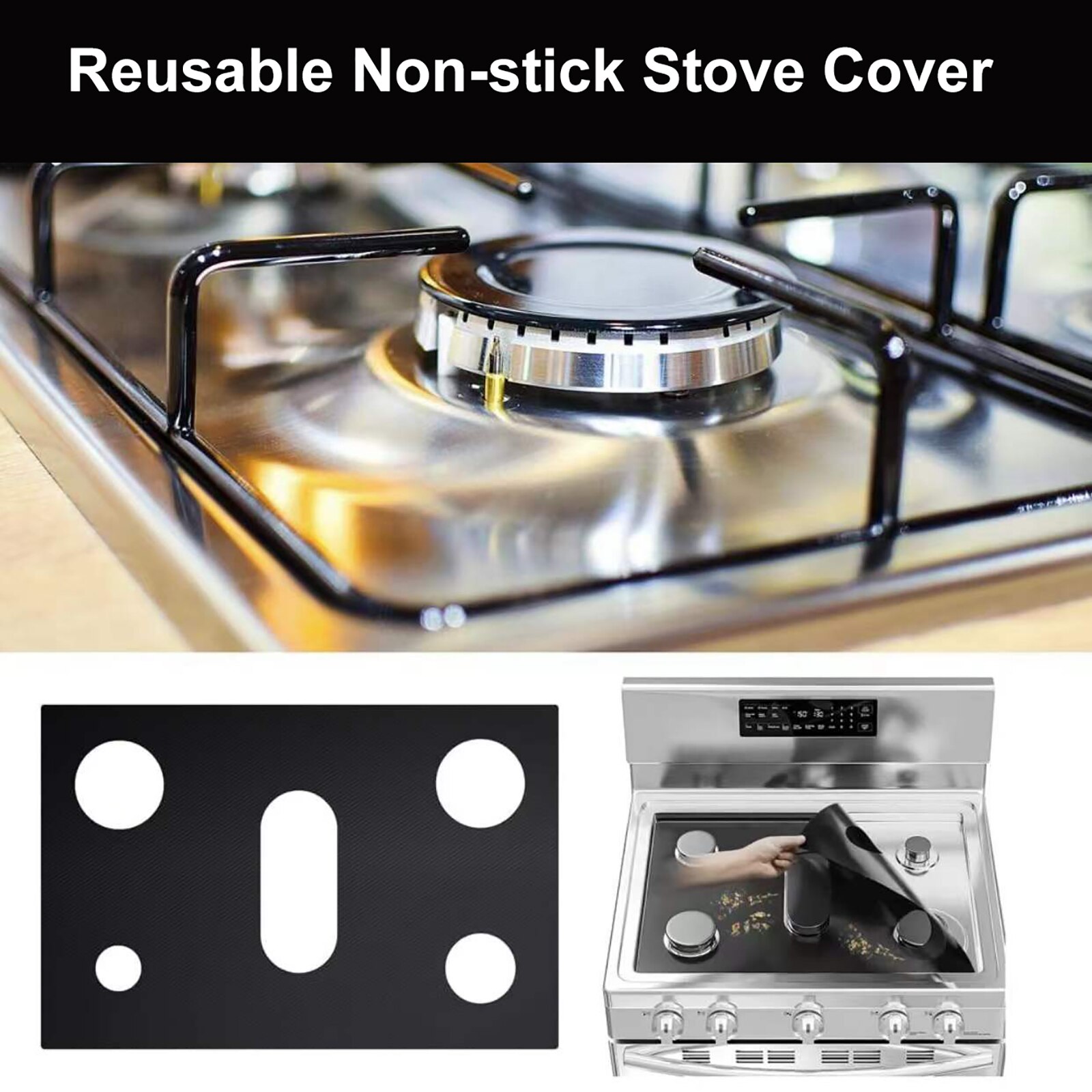 Reusable Gas Range Protectors for Samsung Non Stick Stove Top Cover Heat Resistant Fast Cleaning Washable Burner Liner