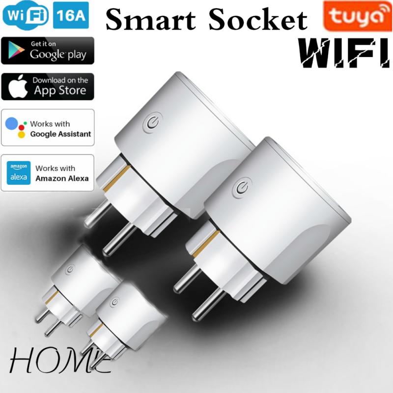 GHome Smart WiFi Socket 16A, Alexa Socket1 Pack, Smart Home Plug Compatible with Alexa Google Home, App Resmote Control, Power Consumption Measure, Voice Control Timer, Onlyon2.4GHz WiFi