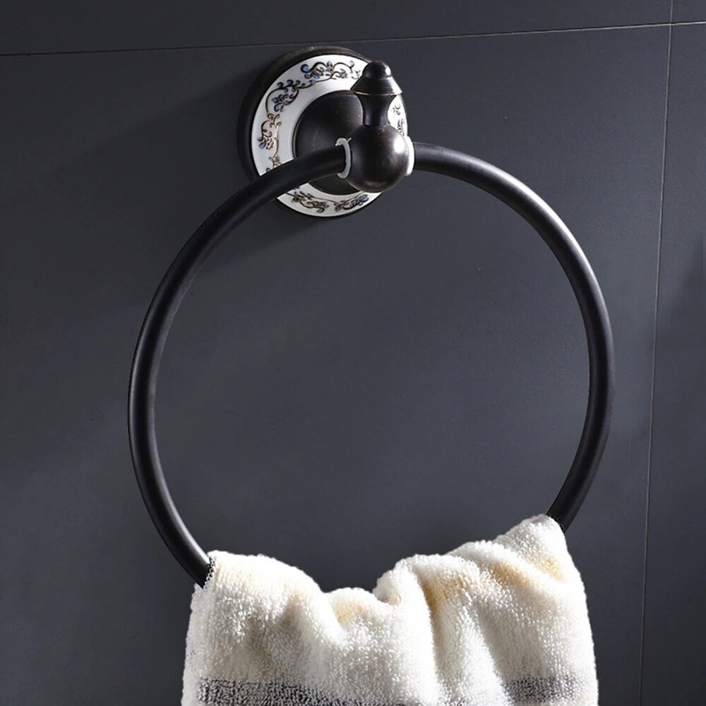Solid Aluminium Wall-Mounted Round Antique Brass Color Towel Ring Bathroom Towel Holder Towel Rack for Bathroom Accessories: HGTTCMJH