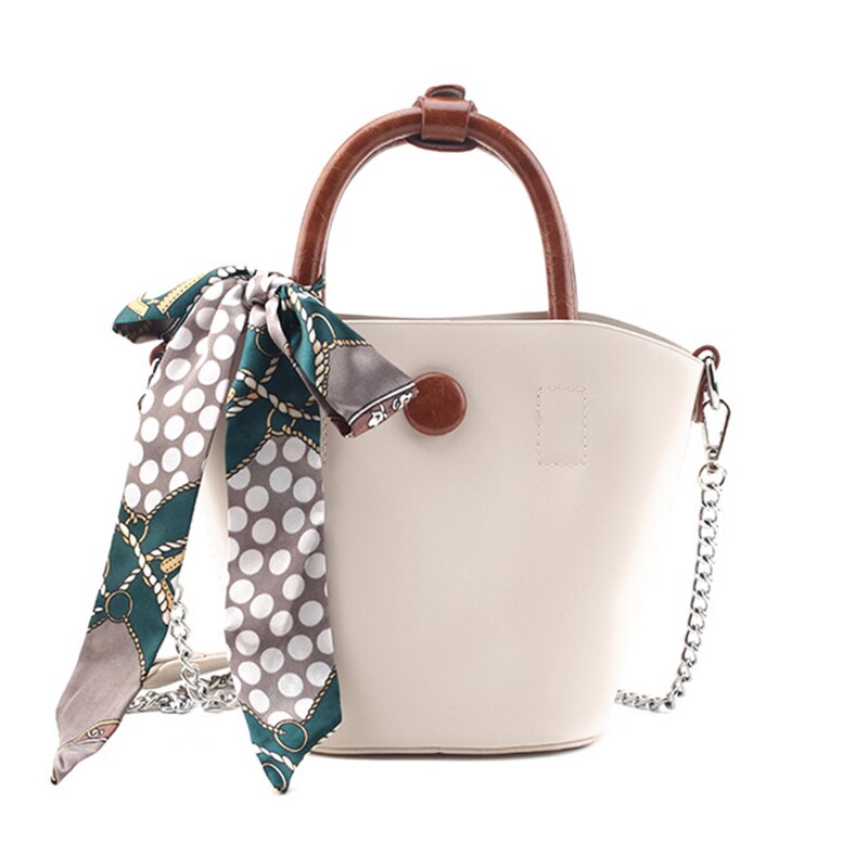 Women's Ribbon Tote Women's Chain Tote Bag Wild Messenger Bag Shoulder Bag: White