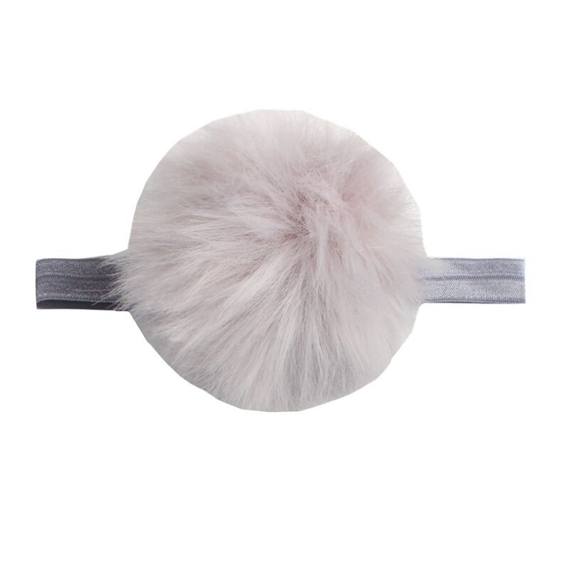 Diadema con pompones de piel sintética para bebé, bandanas elásticas de algodón para niño, turbante para bebé, accesorios para el cabello para bebé: style 2 gray