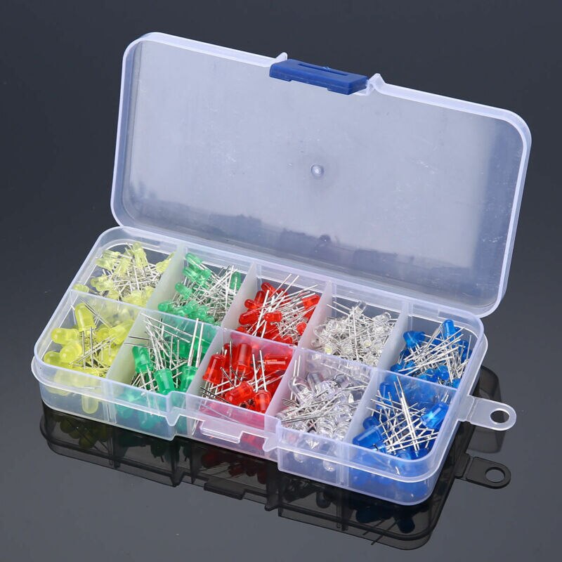 300pcs 3mm 5mm LED Diodes Emitting White Yellow Red Green Blue Assorted Kit DIY