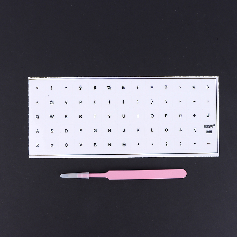 German Tear-Off Film Keyboard Sticker With Tweezers Desktop Laptop Key Sticker Single Film Universal Transparent Sticker: Red