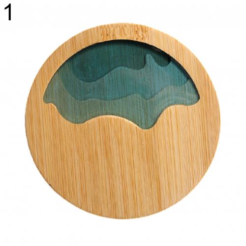Round Cup Pad Epoxy Resin Transparent Bamboo Insulation Pad Landscape Pattern Coaster Tea Cup Holder Mat For Kitchen: 01