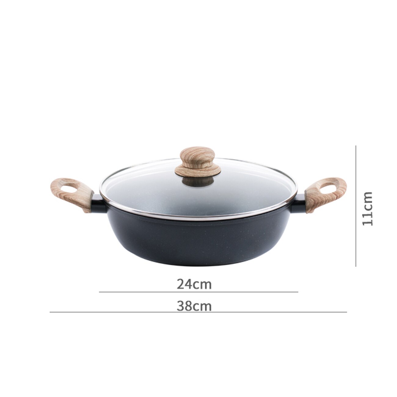 OTHERHOUSE Thicken Aluminum Alloy Cooking Pot with Wooden Handle Pot Kitchen Nonstick Cookware Milk Soup Pot with Lid Hotpot