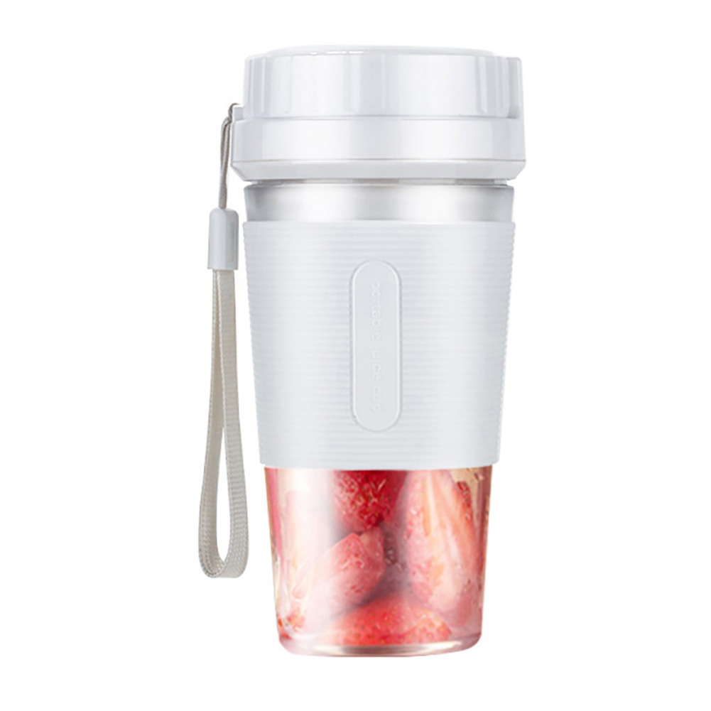 300ml mini bärbar hushållsfruktjuicer usb uppladdningsbar juicepress kopp frukt smoothie mixer mixer flaska maskin sportflaska: Vit