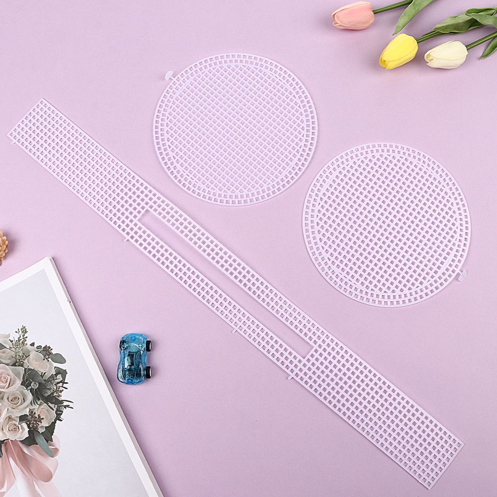 Plastic Bag Knitting Grid Plate Weaving Helper Sheet Wire Hanging White Net Cover Knitted Piece Woven Grid Board Sewing Supplies