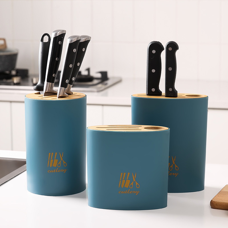 Multi-function Bamboo Cover Knife Holder Simple Knife Storage Rack Household Kitchen Supplies Knife Holder