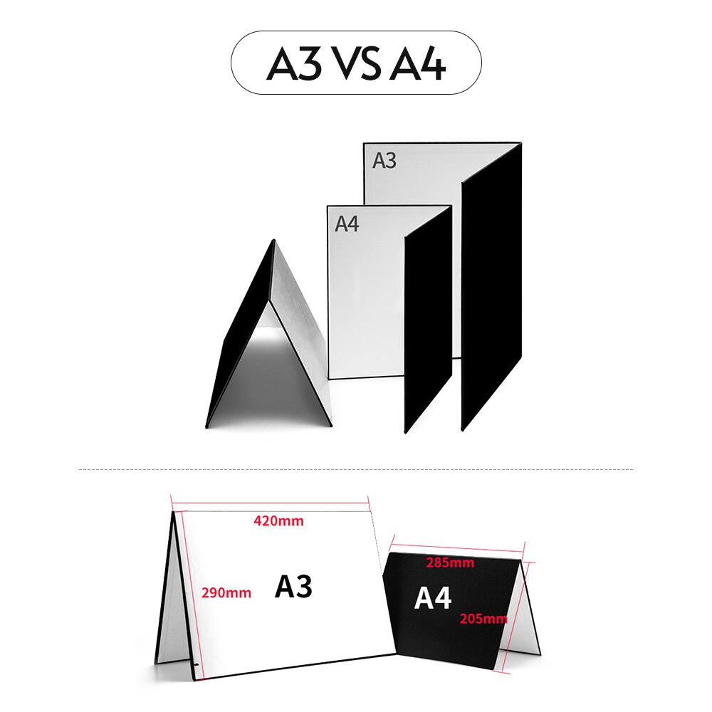 A3 Size Double-sided Thickened Photography Cardboard Paperboard Black White Silver Folding Reflector Reflective Board