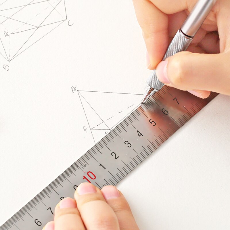 Deli Metal Ruler Silver 15/20/30cm Stainless Steel Straight Rulers Functional Mapping Tool School Office Drawing Supplies