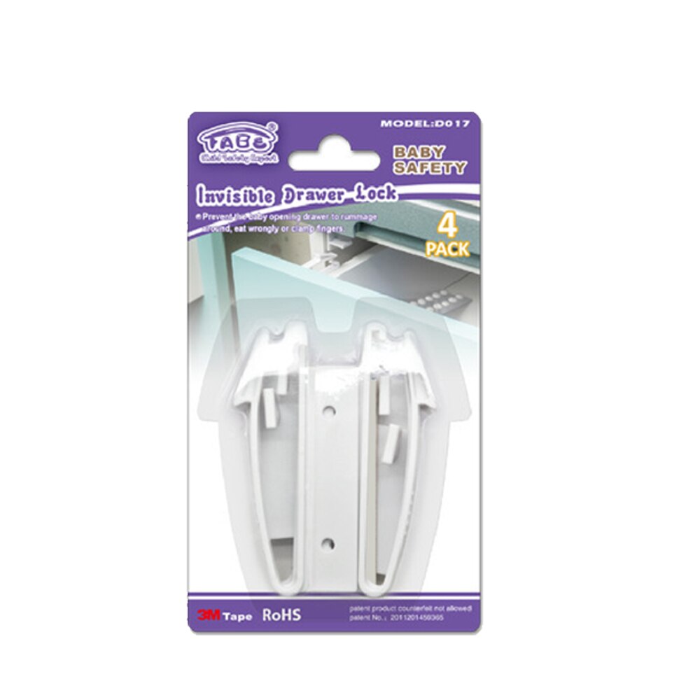 4pcs Invisible Drawer Latch Lock Baby Safey Cabinet Baby Security Children Protection Latches Kids Plastic Lock Cupboard Locker: Default Title