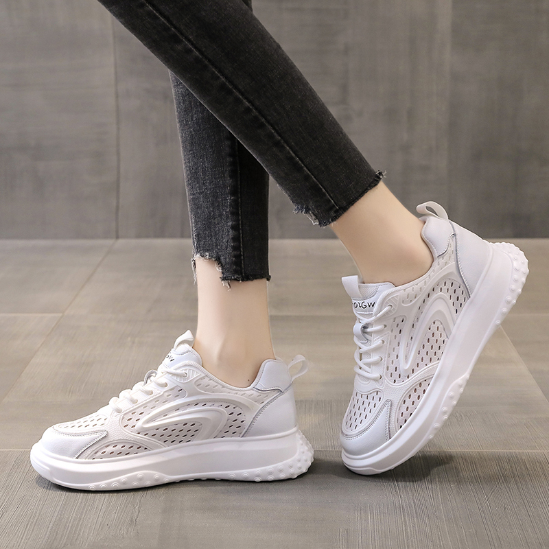 Zapatos blancos pequeños para mujer, zapatillas deportivas coreanas de malla transpirable para primavera y verano, zapatos planos de ocio coreanos, novedad de