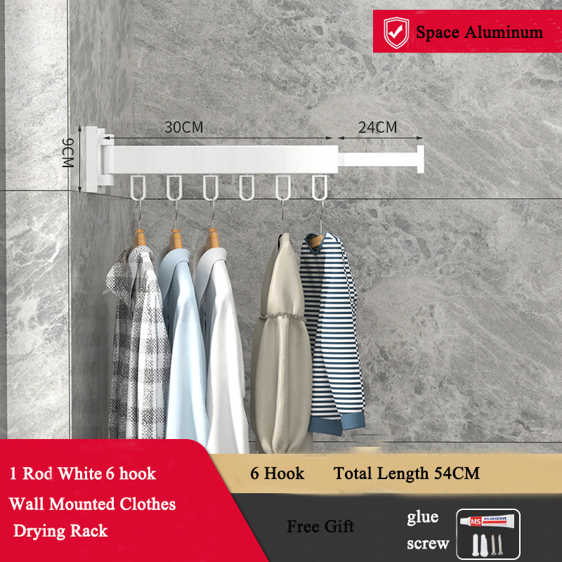 Vouwen Kleerhanger Wall Mount Intrekbare Doek Droogrek Indoor & Outdoor Ruimtebesparend Aluminium Home Wasgoed Waslijn: plum