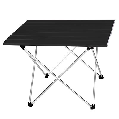 Vilead 4 farver bærbart campingbord aluminium ultralet foldbart vandtæt udendørs vandreture bbq camp picnic bord skrivebord stabilt: Sort bord l