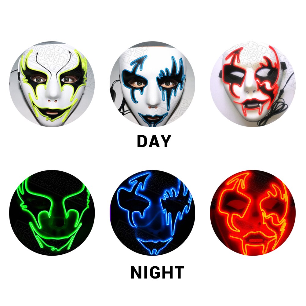 Masker Halloween Led Illuminating Masker Koele Geschilderd Masker Plastic Play Masker Voor Bar Ktv Party Party Light Up Maskers Glow in Dark