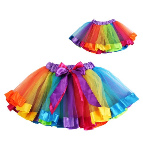Meisjes kinderen petticoat regenboog pettiskirt strik rok tutu rok danskleding 0-8y