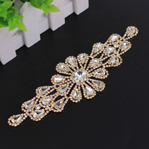 1 para brillant weiß kristall Applikationen stein quasten für Bekleidungs Kostüm Dekoration atemberaubend Strass Applikationen trimmen: Applikationen Gürtel 3