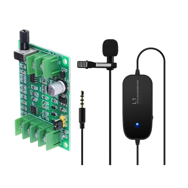 2 Set Accessories: 1 Set 3.5Mm o Video Record Lavalier Lapel Microphone 6M(20Ft) & 1 Set 5V 12V Brushless DC Motor Driver Co