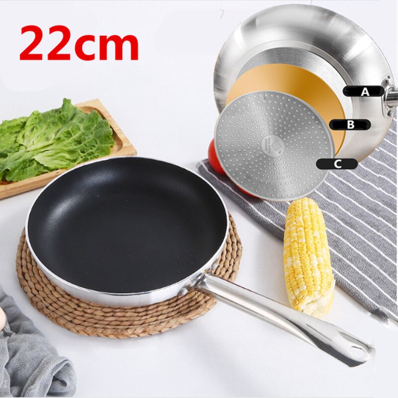 Pan Non-stick Pan Met Deksel Koekenpan 30Cm Koekenpan Thuis Tuin Inductie Fornuis Pannen Gas Kachels Pannenkoek pan Biefstuk Wok Pan Brood: 22cm