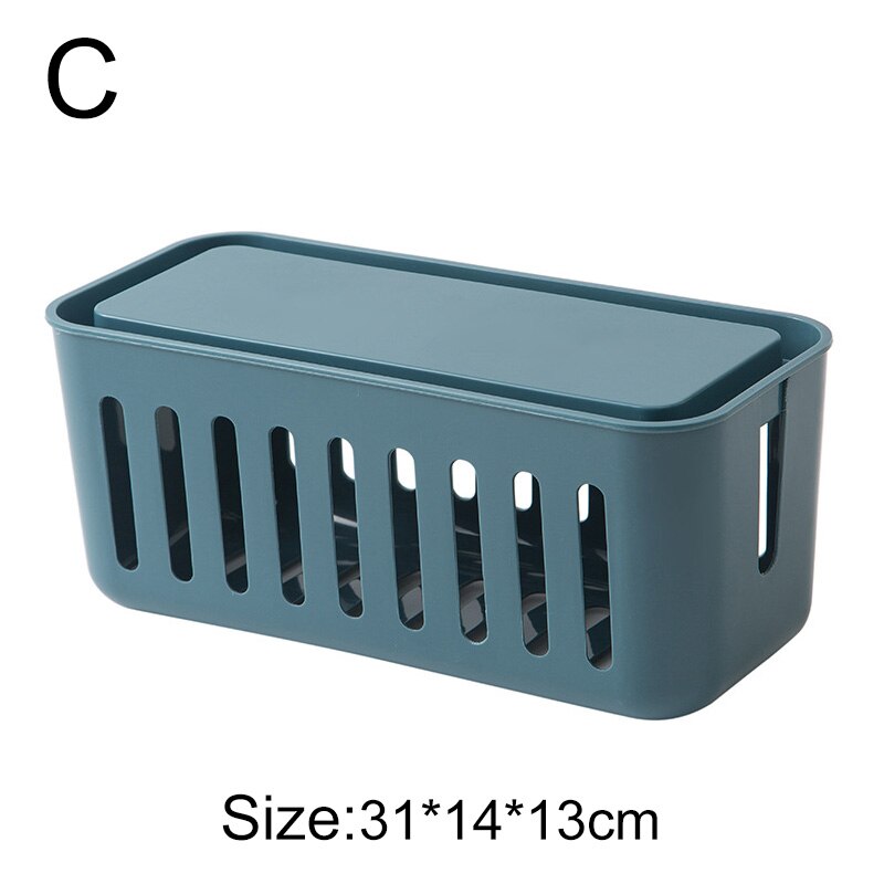 Pojemnik z drutu z tworzywa sztucznego pojemnik robić chowania kabli skrzynka przyłączowa schowek na kable potrzeby domowe Dom dekoracje Organizer: Niebieski