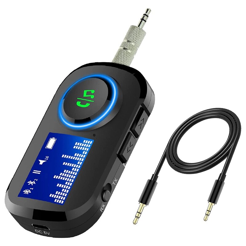 Bluetooth 5.0 sender und empfänger mit digitalanzeige, freisprechfunktion, ,3d surround-sound-funktion für auto und heimstereoanlage: Default Title
