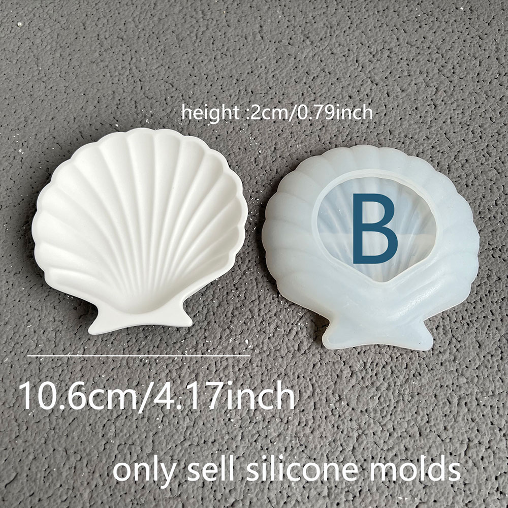 Pétoncle ci-après chandelier plâtre silicone moules, bricolage coquille photophore bougeoirs stockage plat résine béton considérant moule décor à la maison: vert clair
