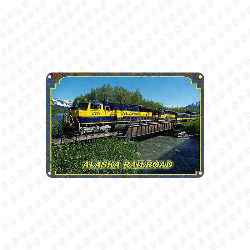 Train Railway Metal Tin Sign Wall Sticker Home Tavern Cafe Barber Shop Kitchen Decor Retro Plaques: CV-1340