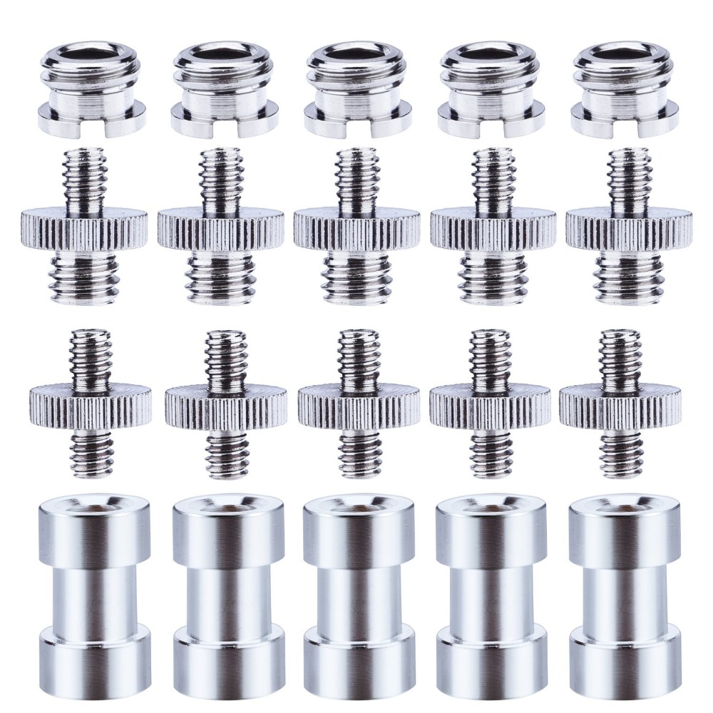 1/4- tommers og 3/8- tommers gjengeskruer adaptermonteringssett til kamera / stativ / monopod / kulehode / lysstativ / skulderrigg