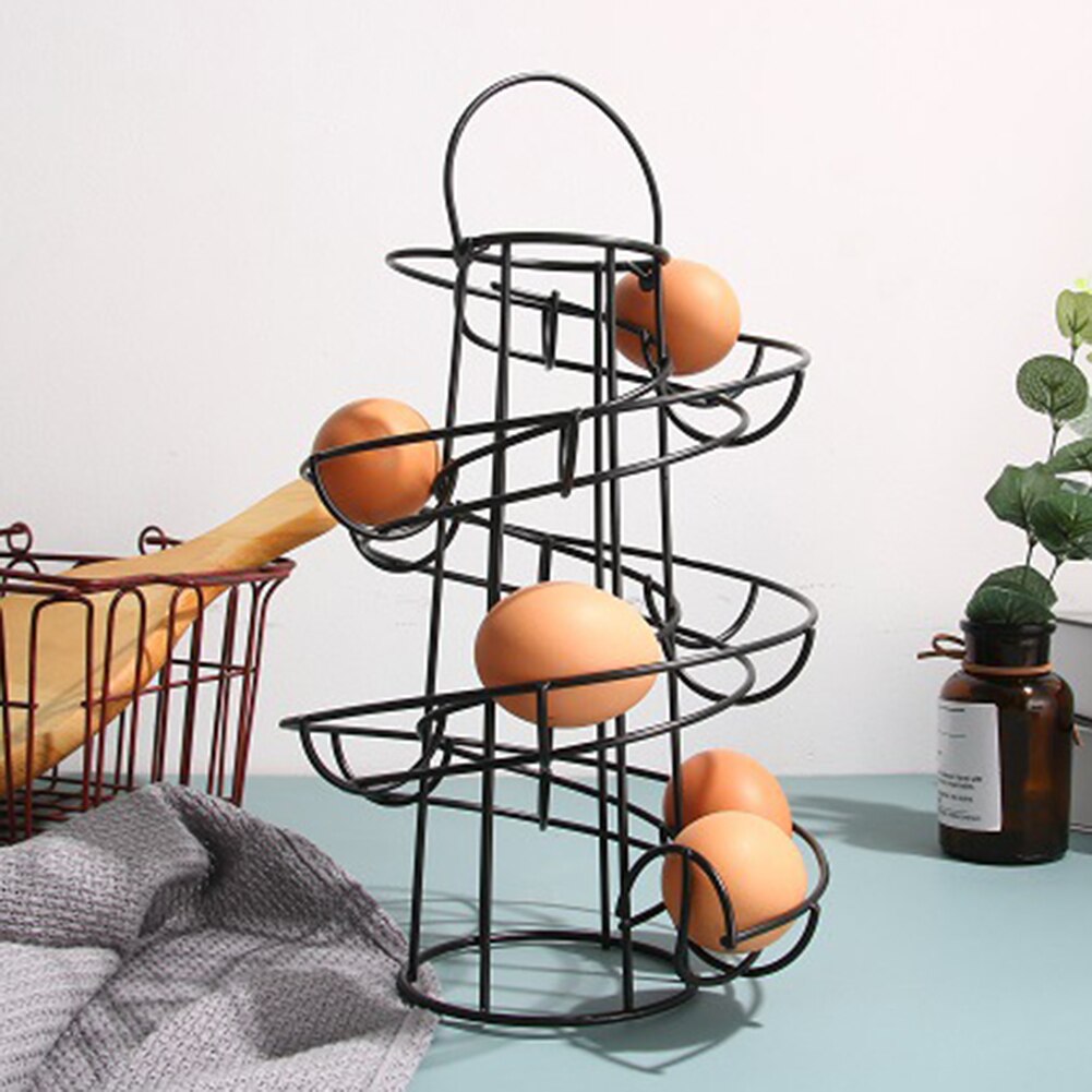 Jern kunst vise restaurant kurv egg holder lagringsstativ deluxe spiralformet dispenser stativ kurv lagringsplass plass opp  til 24