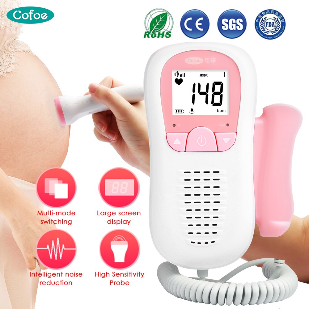 Moniteur de grossesse pour bébé à domicile, écran LCD portable à ultrasons  Doppler, cœur fœtal, sans rayonnement, stéthoscope