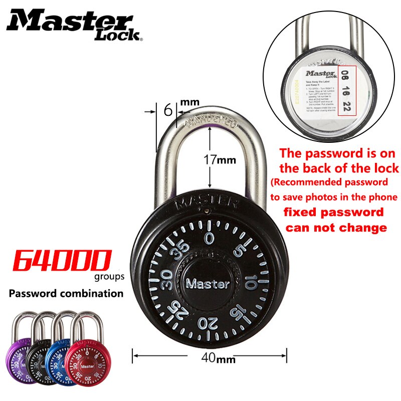 Master Lock Security Metal Lock Cabinet Luggage Padlock Combination Smart Password Lock Bag Suitcase Carousel Gym Locker locks