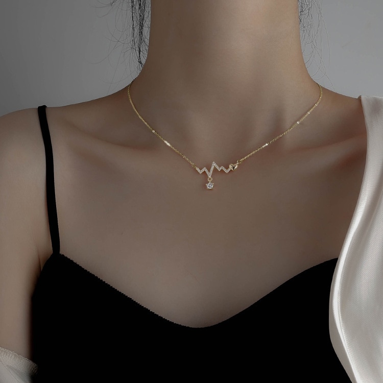 Più nuovo temperamento moda coreana semplice oro argento colore lampo catena pendente girocollo collane per le donne ragazze 1N322