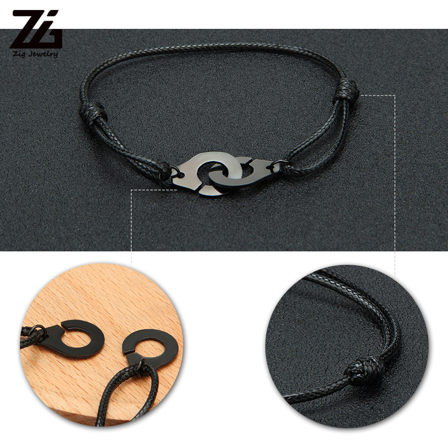 ZG Handcuff Rope Bracelet For Women Mens Bracelets Stainless Steel couple bracelet Jewelry