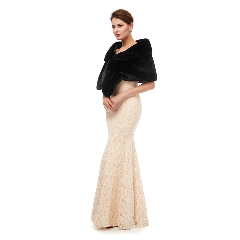 Chales negros de piel para mujer, abrigos para vestidos formales de boda, prendas de vestir exteriores de boda, capa nupcial, otoño e invierno, Boleros cálidos, novedad de