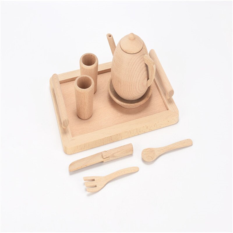 Nuovo Giocattoli In Legno Per Bambini Della Ragazza della Casa del Gioco Interattivo Giocattoli In Legno Massello Dipinto Della Cucina di Simulazione Giocattoli di Cucina Set da Tè