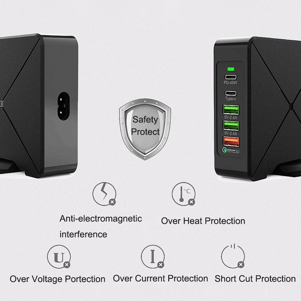 Ilepo 75W Smart Dual Pd Multi Port Usb Charger QC3.0 Qualcomm Protocol Voor Iphone 11 Xs Max X Xr 8 Plus Draadloze Oplaadstation