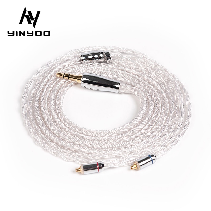 Yinyoo 16 núcleos de alta pureza Cable plateado/2,5/3,5/4,4 MM con MMCX/2PIN/QDC/TFZ para KZ ZSNPRO ZSN C12 BLON BL-03 BL-05 BL05