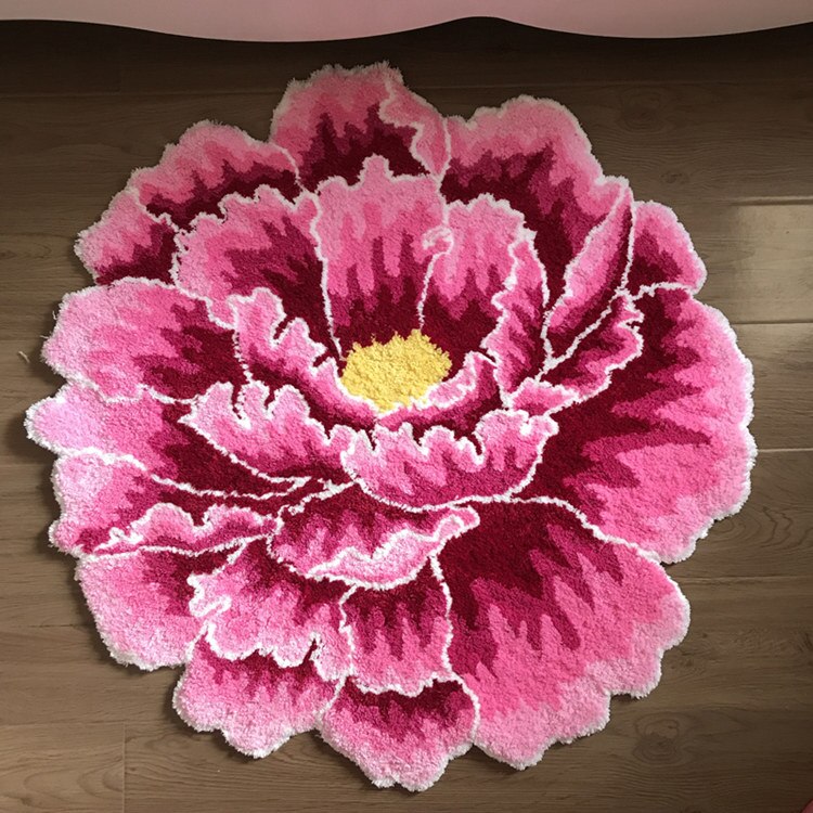 Chinese style red peony flower carpet thick living... – Grandado