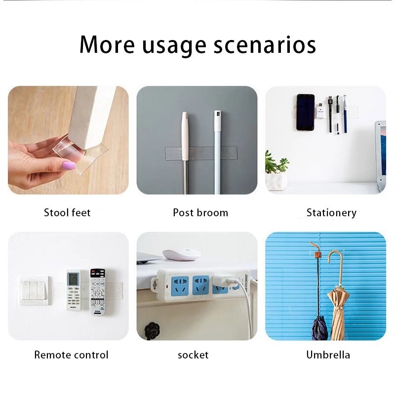 Ruban adhésif Double face réutilisable, Nano sans trace, autocollant amovible, lavable, boucle adhésive, colle étanche,