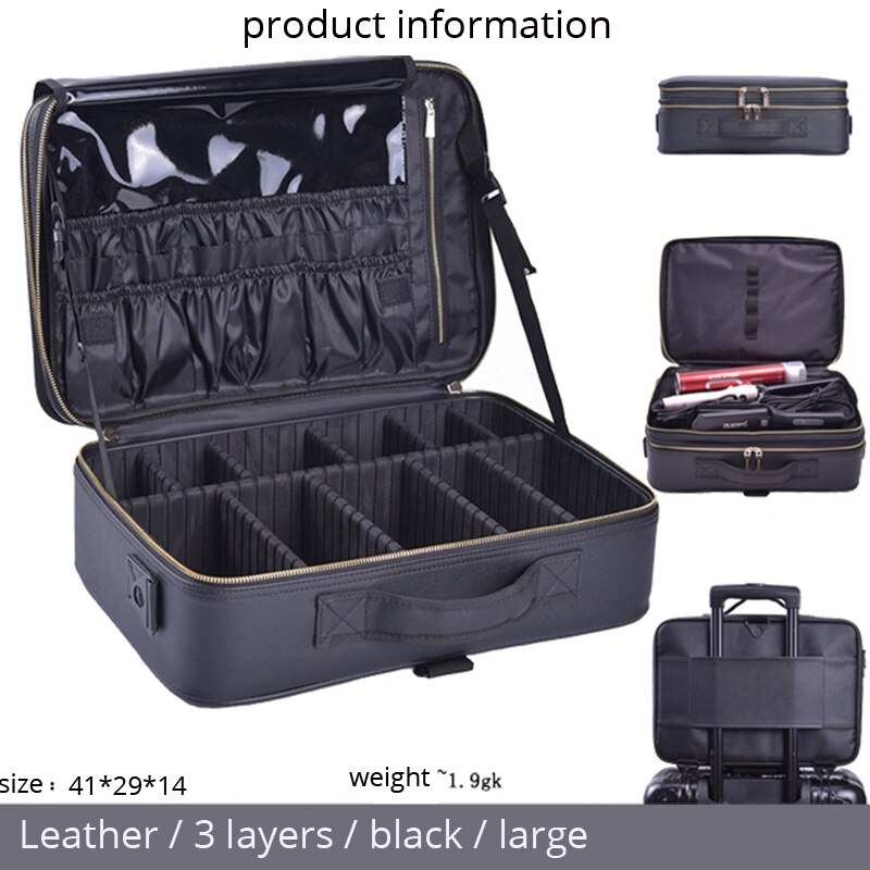 Organizador de maquillaje de gran capacidad para mujeres, caja de almacenamiento de Neceser cosmético de multicapa, Bonito traje portátil