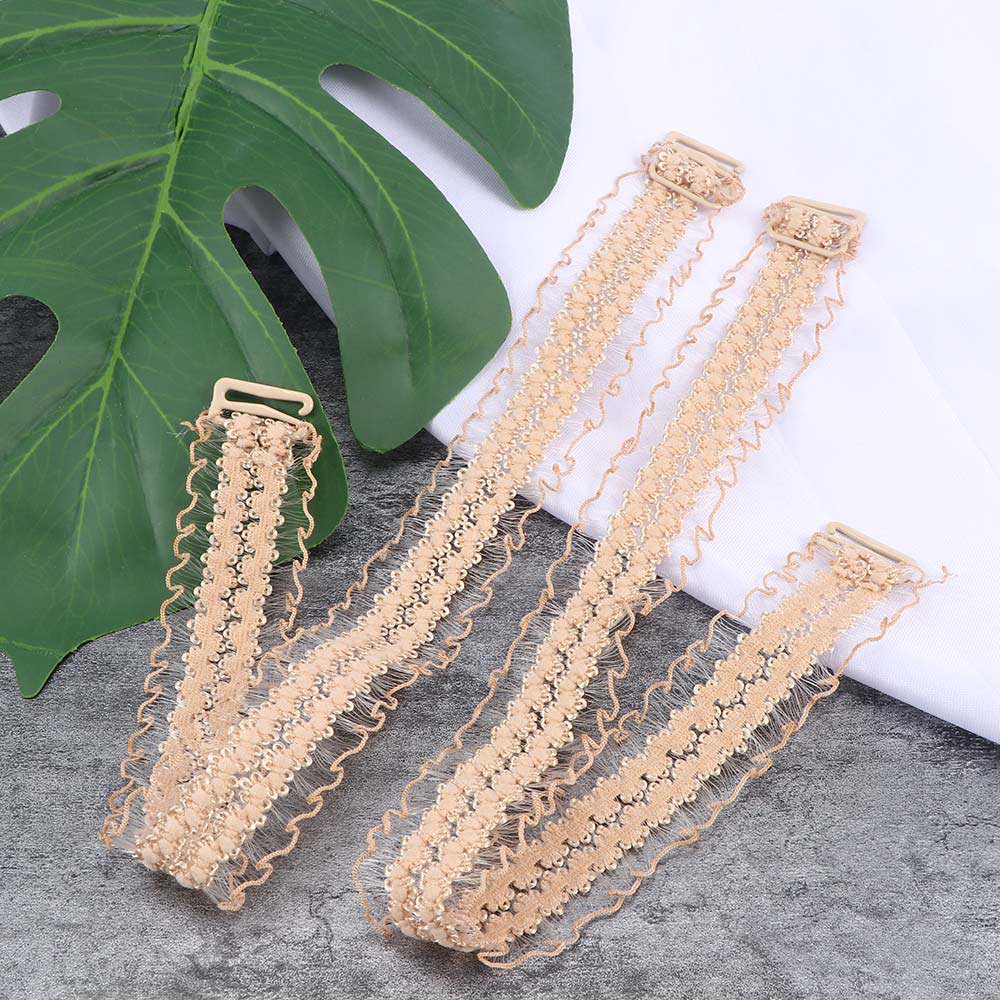 Metal Buckle Bra Straps Belt Women's Elastic Invisible Hollowed Lace Flower Transparent Bra Straps Adjustable Shoulder Straps