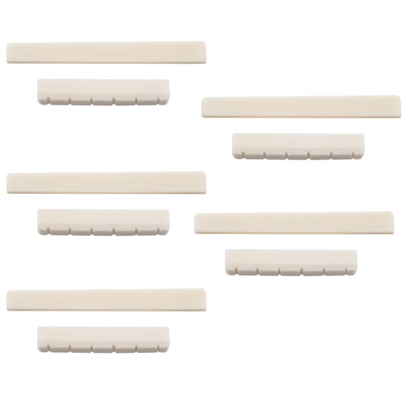 5X Classical Guitar Bone Slotted Saddle Nut Set: Default Title