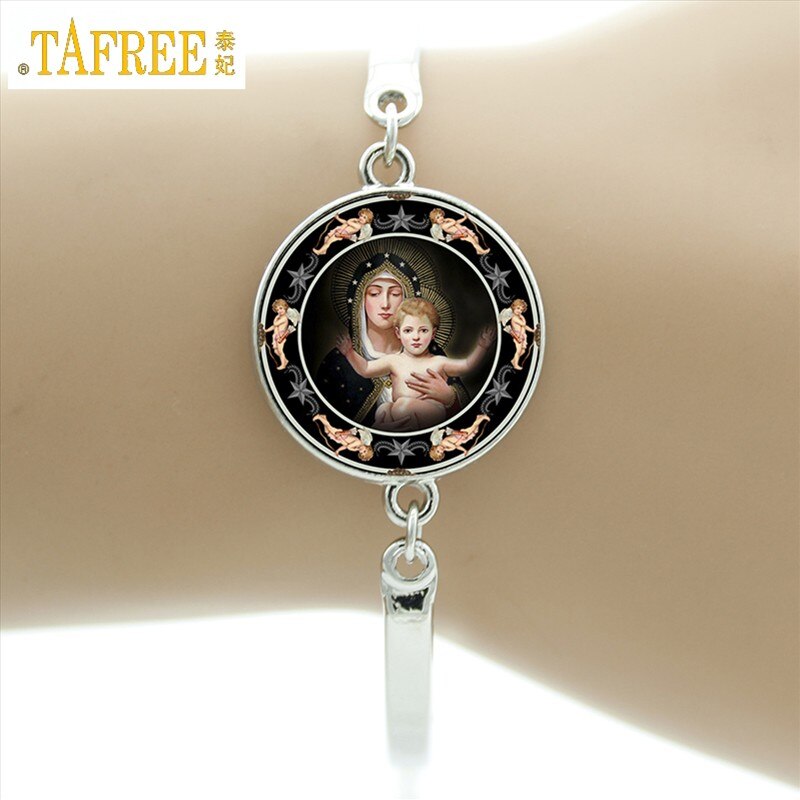 TAFREE marca nostra signora di glas bracciale vergine madre maria religiosa cattolica cupola di vetro braccialetto madonna gioielli con ciondoli D1010: VM06