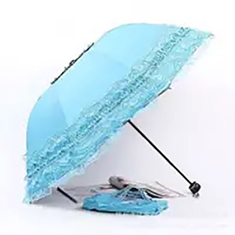 Lace Women Rain Umbrella Sun Paraguas mujer Black Parasol Folding Princess guarda chuva invertido UV Protection Decoration