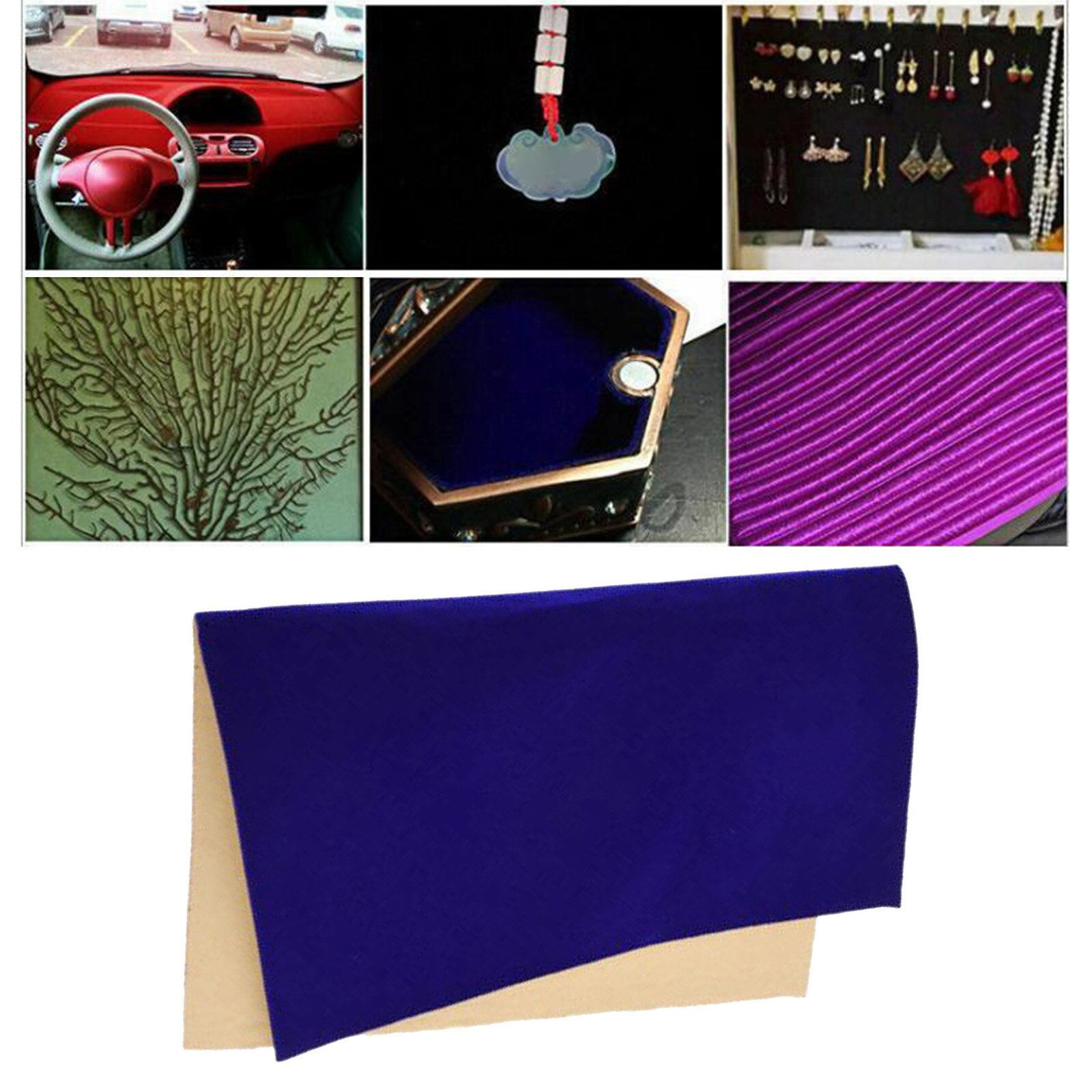 Self Adhesive Velvet Fabric DIY Liner Paper Bows Jewelry Drawer Liners Art Craft: Blue