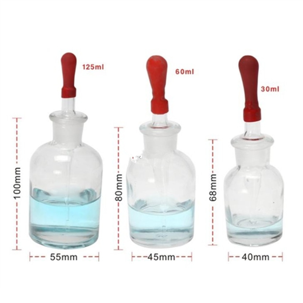 30/60/125ML Clear Glass Dropping Bottle Pipette With Ground Stopper and Dropper