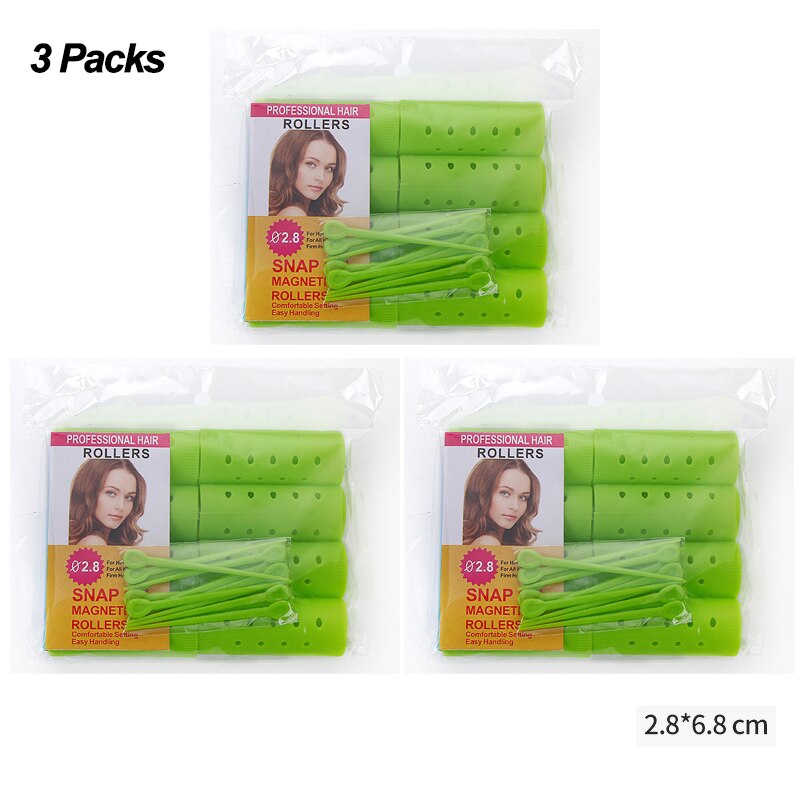 Kit de rouleaux à cheveux en plastique avec épingles à cheveux, 3 paquets/ensemble, 28mm, pour perming froide, barres de bigoudis, pince à Air, pour boucler, 1510: 28mm