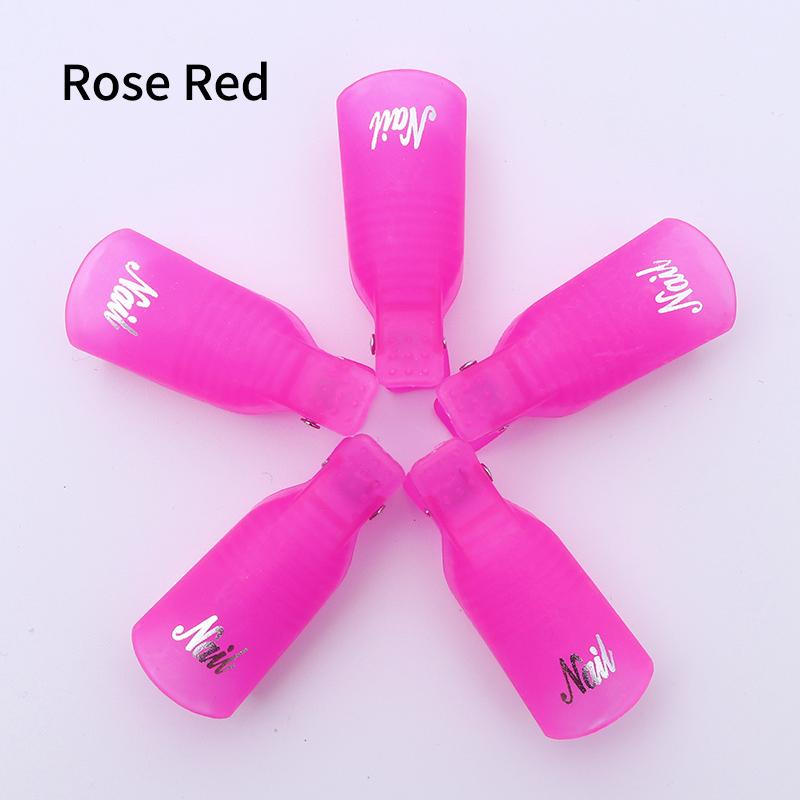 5 Stks/set Verwijderen Gel Nagellak Clips Caps Plastic Nail Art Losweken Cap Nail Cleaner Gel Nail Remover Manicure gereedschap: rose red