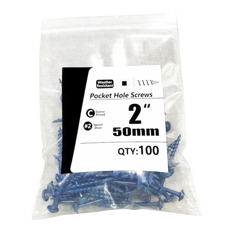 100Pcs 25-63mm SQ2 Pocket Hole Screw Coarse Thread Woodworking Self Tapping Screw Oblique Hole Screw Square Driver